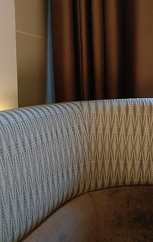 Detail of bench at the Hôtel de Crillon, Paris café designed by Tristan Auer