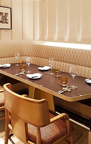 Fabric on benches in the Hôtel de Crillon, Paris designed by Tristan Auer
