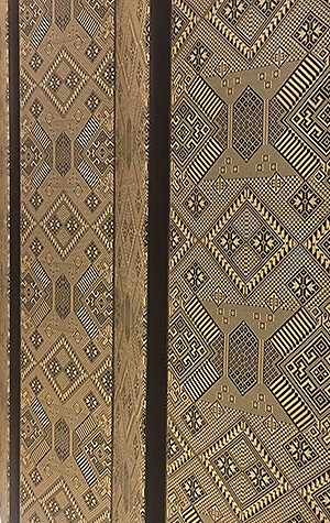 Detail of complex woven silk screens for the Crowne Plaza Hotel, Vientiane