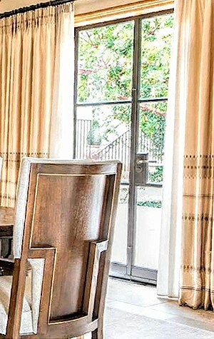 Complex woven silk curtains for Joan Behnke project, Los Angeles