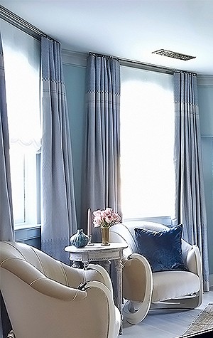 Custom silk drapes for Alexandra Loew, The Desk of Lola, Los Angeles